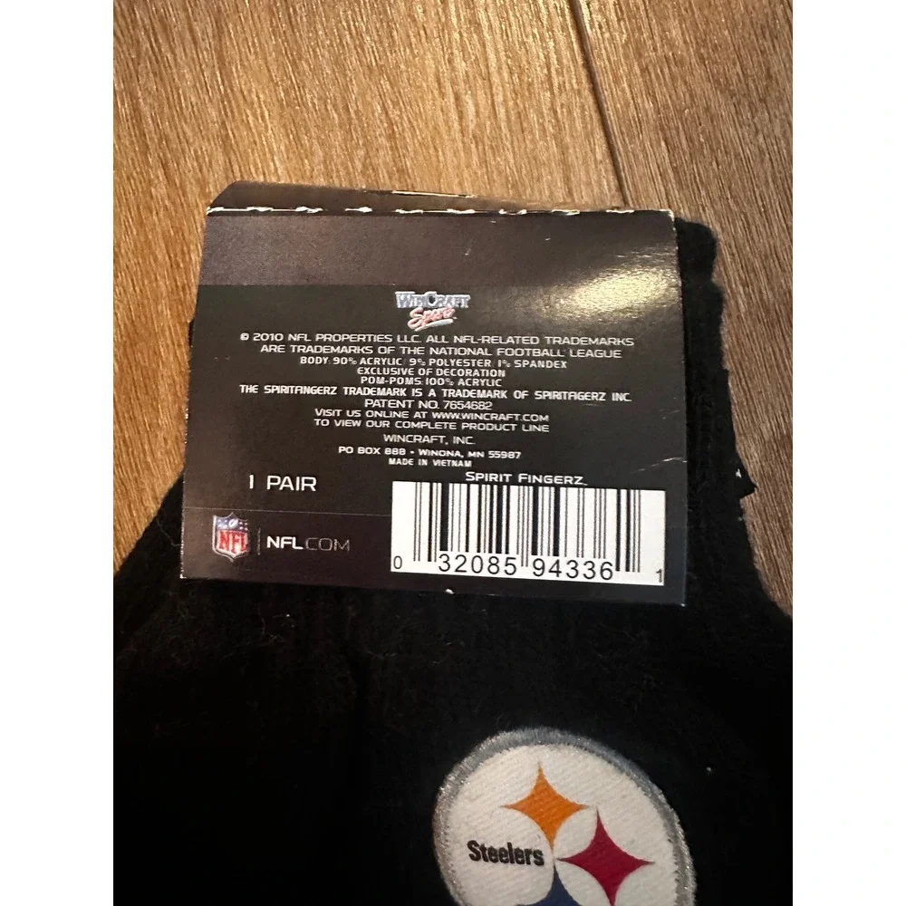 NFL Pittsburgh Steelers Spirit Fingerz Pom Pom Gloves Black Gold WinCraft NWT